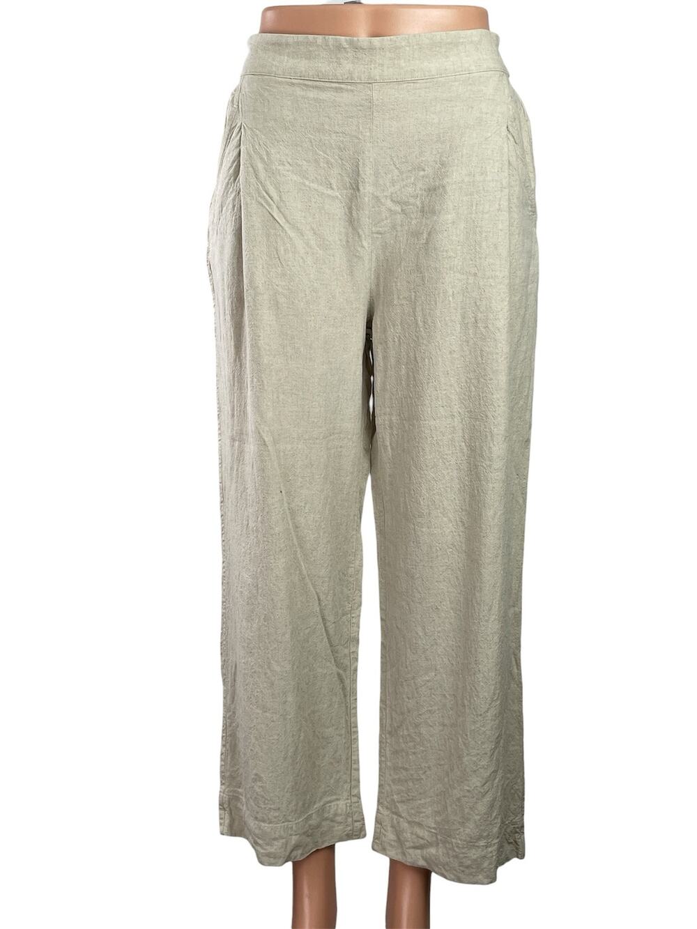 Madewell Women's Cream Linen High Waisted Pleated Wide Leg Trousers Pants Sz 00